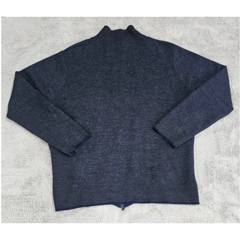 Benson 100% Wool Cardigan Sweater Navy Rib Knit Full Zip Preppy Sz XL - Picture 5 of 9